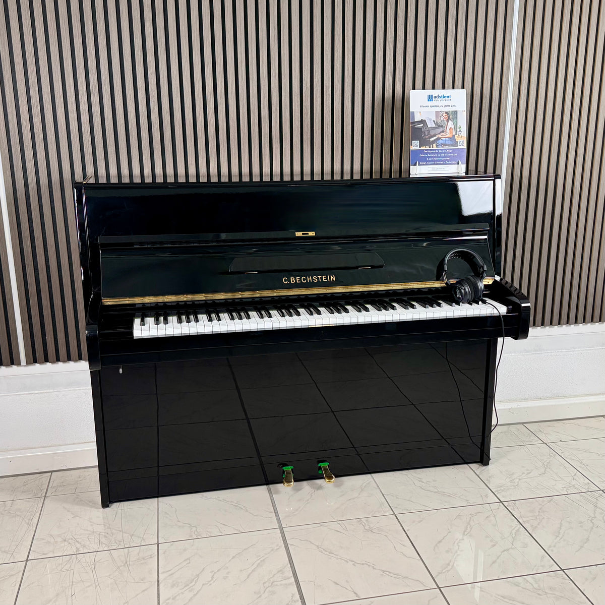Klavier C. Bechstein 12 N - adsilent - Schwarz Hochglanz
