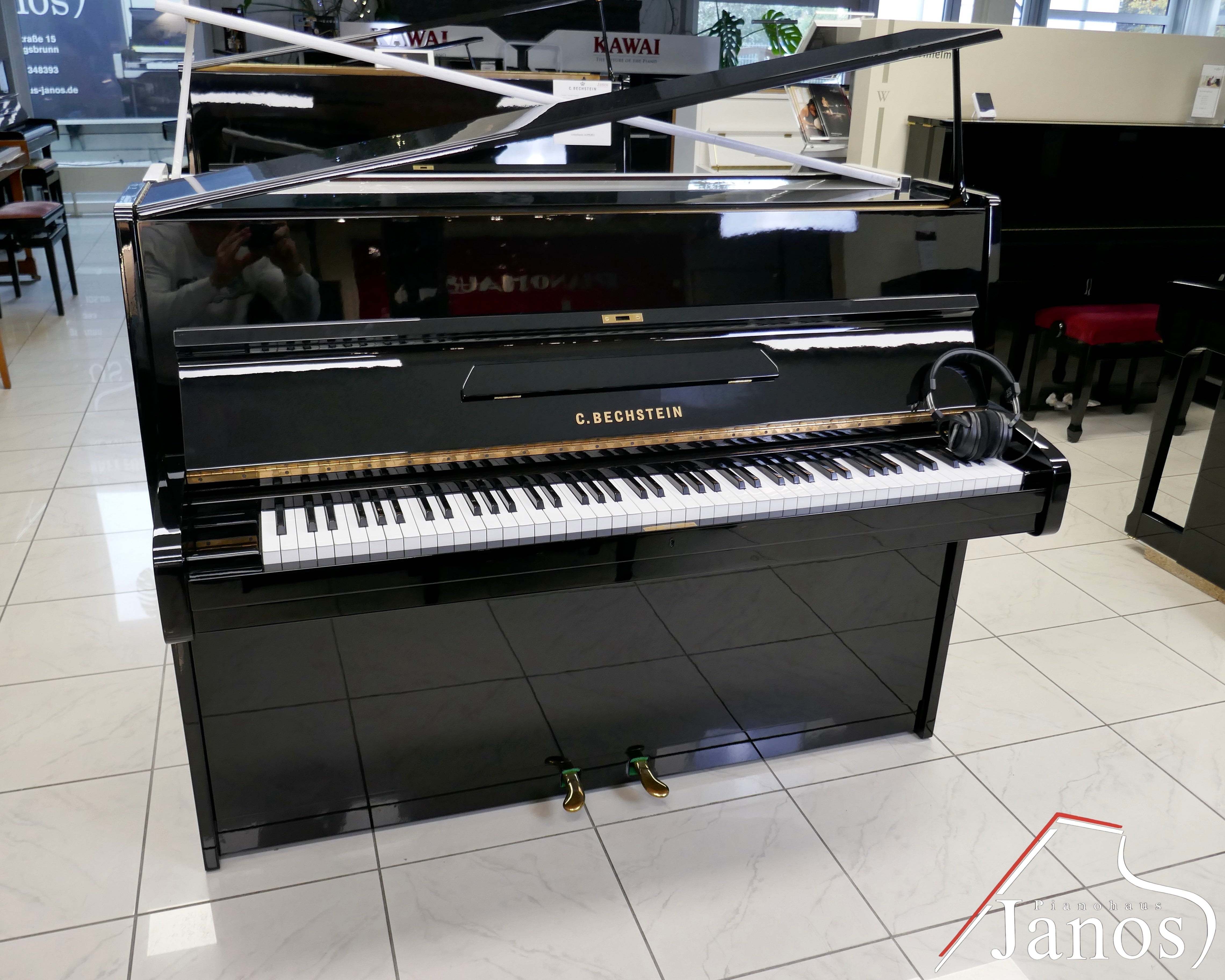 Klavier C. Bechstein 12 N - adsilent - Schwarz Hochglanz