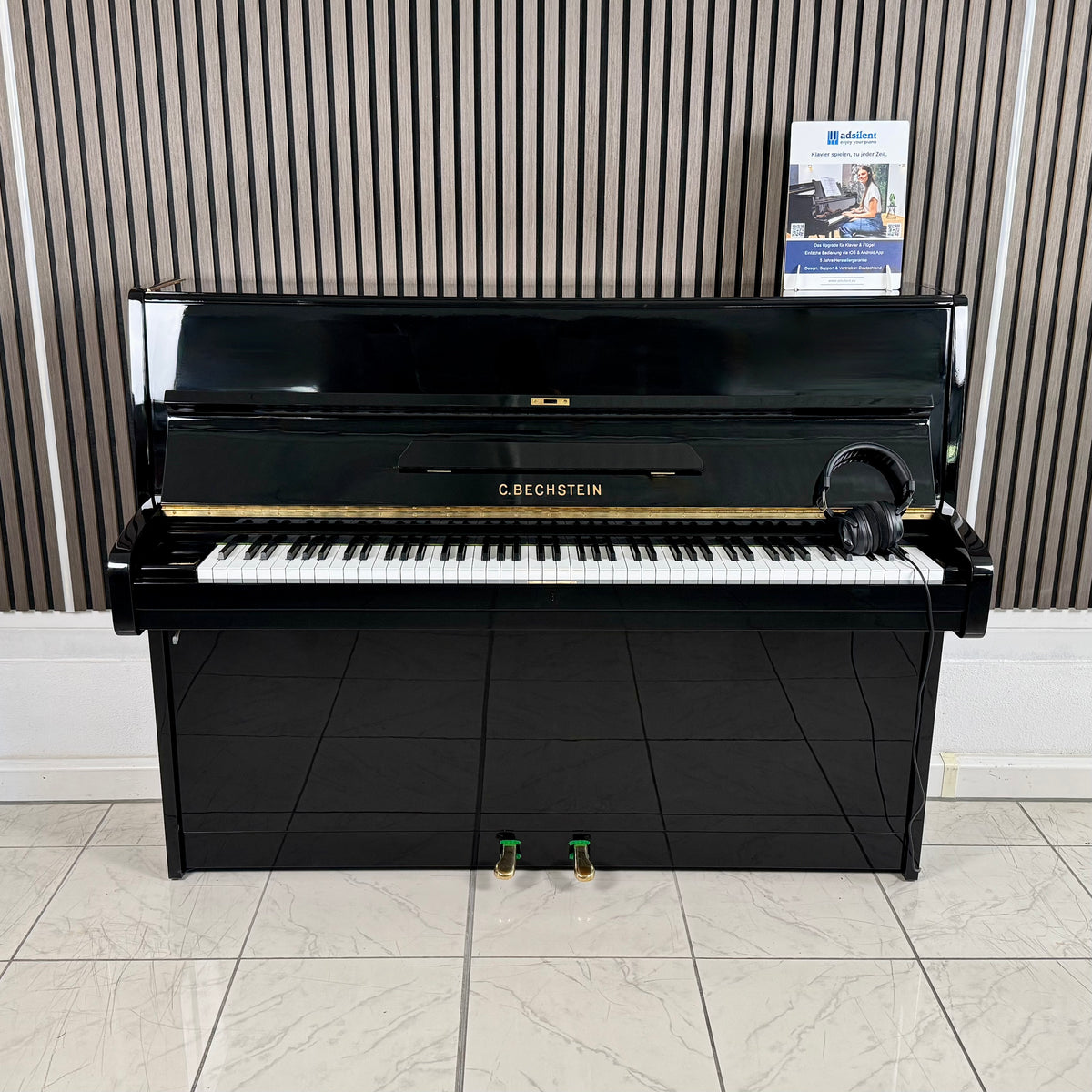 Klavier C. Bechstein 12 N  - adsilent - Schwarz Hochglanz
