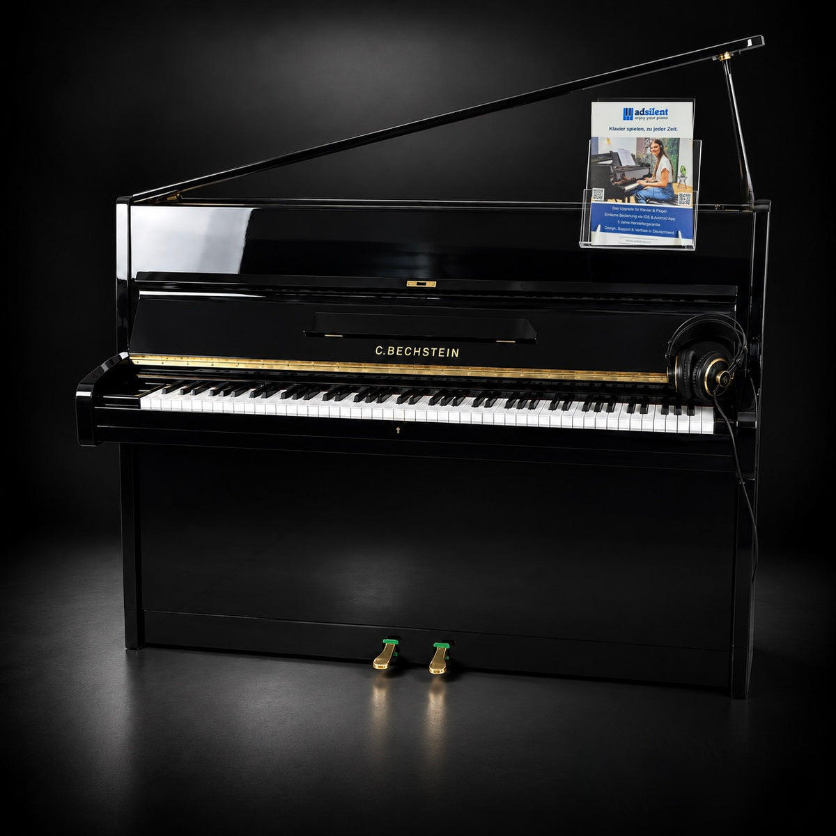 Klavier C. Bechstein 12 N  - adsilent - Schwarz Hochglanz