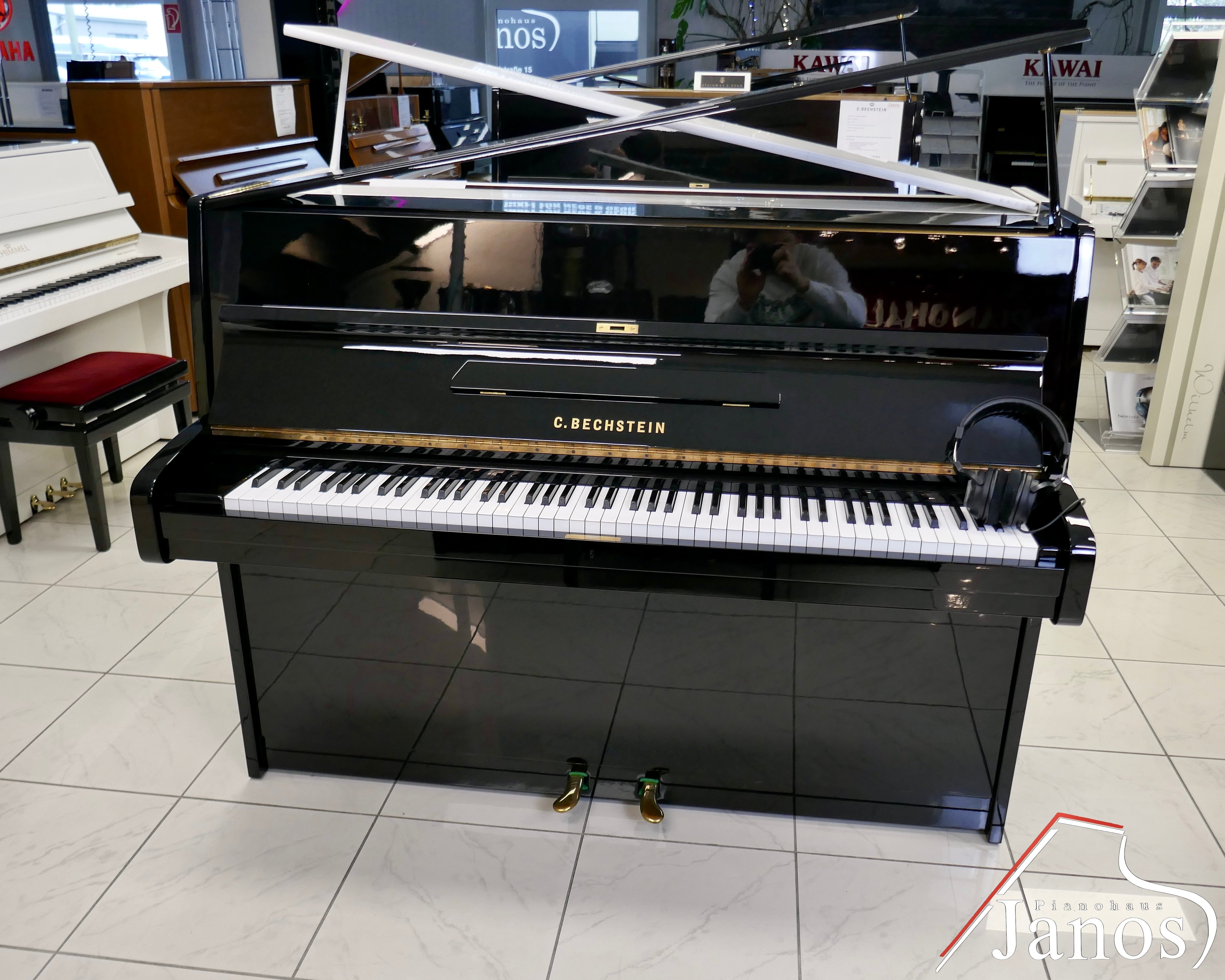 Klavier C. Bechstein 12 N  - adsilent - Schwarz Hochglanz